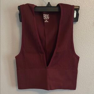 BDG Red Sleeveless Crop Tank Top